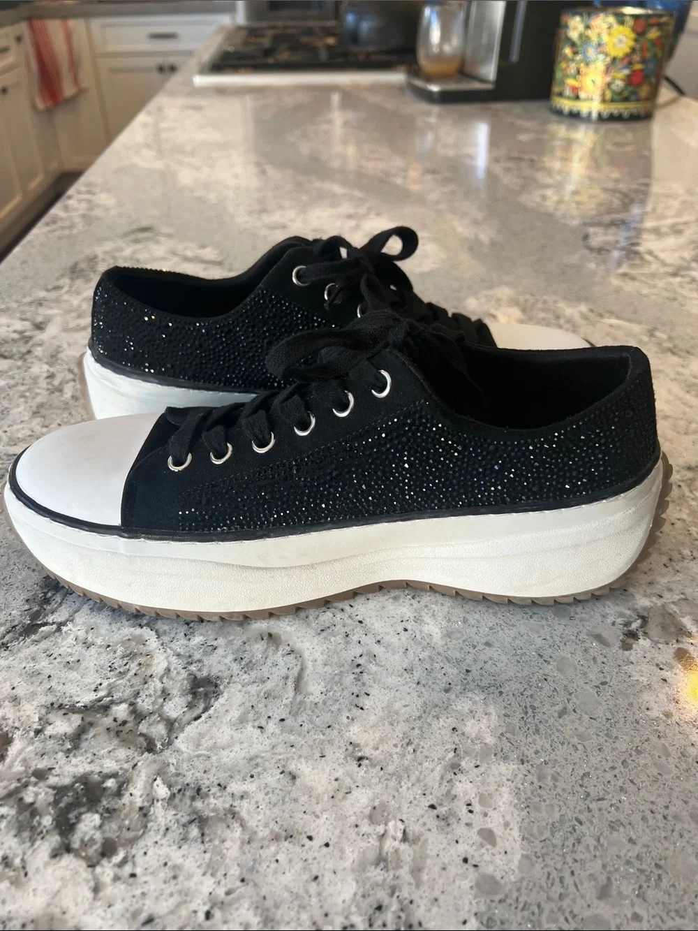 Wild Pair Highfive Bling Platform Sneakers Black Size 9 EUC